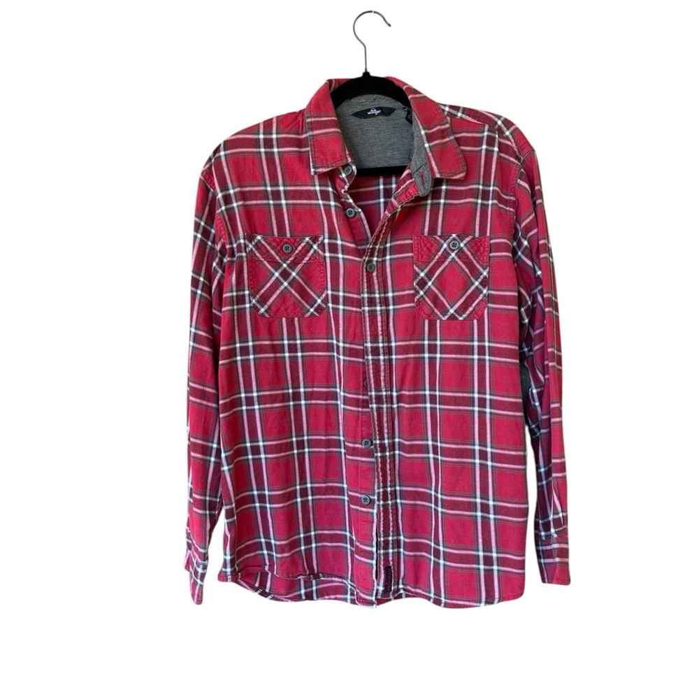 Wrangler Men’s Large Red Plaid Flannel‎ Western Workwear Button Down Shirt